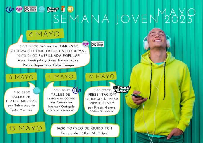 Cartel con la programación del la Semana Joven 2023 de Ontígola